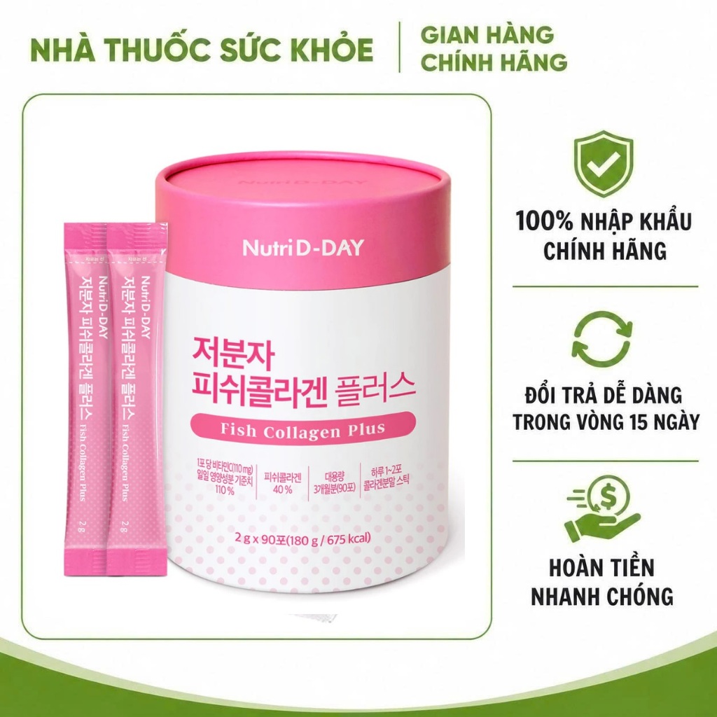 (Hàng nhập khẩu) Bột Uống Collagen Nutri D-Day Small Molecule Fish Collagen Plus Hàn Quốc