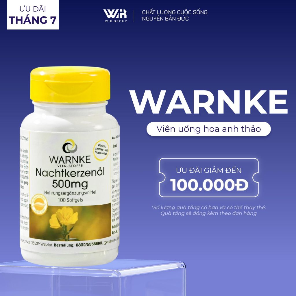 Hoa Anh Thảo Hỗ Trợ Điều Hòa Nội Tiết Tố Warnke Nachtkerzenöl 500mg 100 Viên/Lọ | Wir Group