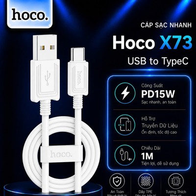 Cáp sạc nhanh PD15W USB to TypeC Hoco X73 dây dẻo chống rối siêu bền dùng cho Android/15 trở lên dài 1M