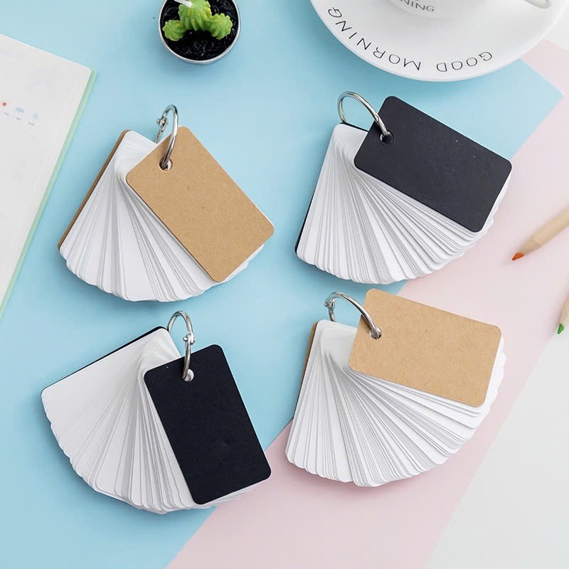 Thẻ học từ vựng flashcard dày đẹp ruột trắng có khoen