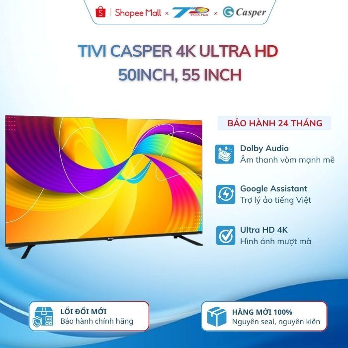 Tivi Casper 50 inch, 55 inch 4K Ultra HD 50UGC620, 55UGC620 Giá Rẻ Chính Hãng, Bảo Hành 24 Tháng