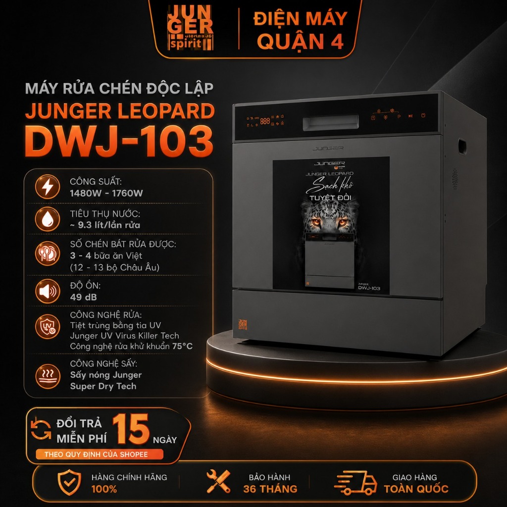 Máy Rửa Chén Độc Lập Junger DWJ-103 / DWJ-101 Leopard 13 Bộ AI UV