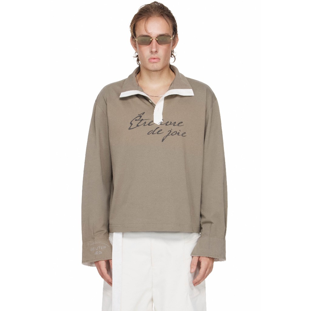 Áo Polo Tay Dài ‘Être ivre de joie’ Màu Xanh Rêu - BEUTER® x PALLADIUM ‘Être ivre de joie’ LONG SLEE