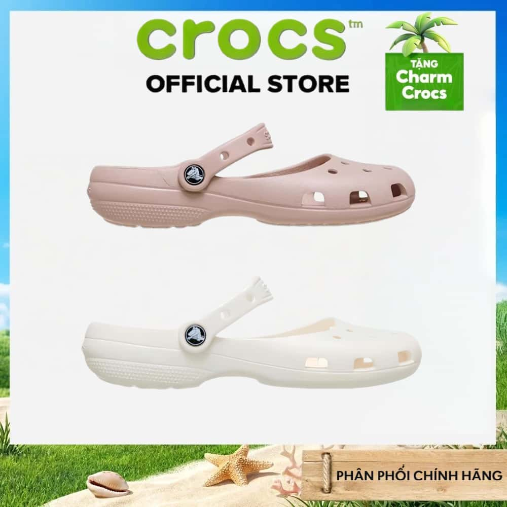 【Ship nhanh】Giày dép cổ chân nữ Crocs Classic ballet shoes, giày ballet đế bằng gỗ kinh điển