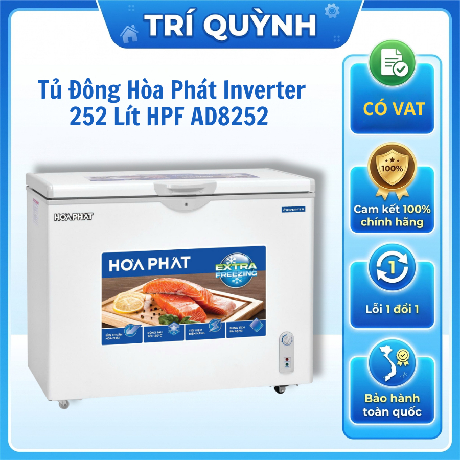 Tủ Đông Hòa Phát Inverter 252 Lít HPF AD8252 Tiết Kiệm Điện Bảo Hành 24 Tháng Toàn Quốc Tại Nhà