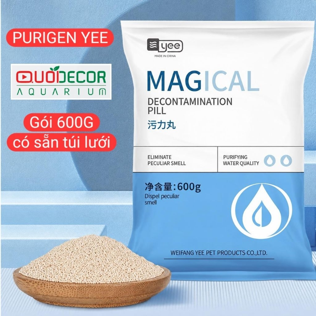 Purigen Yee kèm túi lưới 600g | 350g, purigen làm trong nước khử mùi hôi khử màu hiệu quả