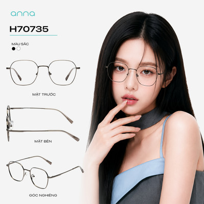 Gọng kính mắt thời trang cao cấp nam nữ ANNA dáng tròn chất liệu titan mỏng nhẹ 70735