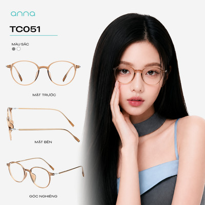Gọng kính mắt thời trang nữ ANNA dáng tròn chất liệu nhựa mix kim loại cao cấp hiện đại TC-051