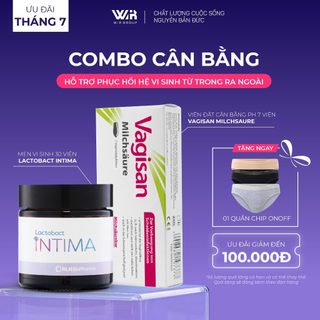 Combo men vi sinh phụ nữ và hộp 7 viên đặt Vagisan Milchsaure cân bằng pH, tăng đề kháng chuyên sâu cho vùng kín