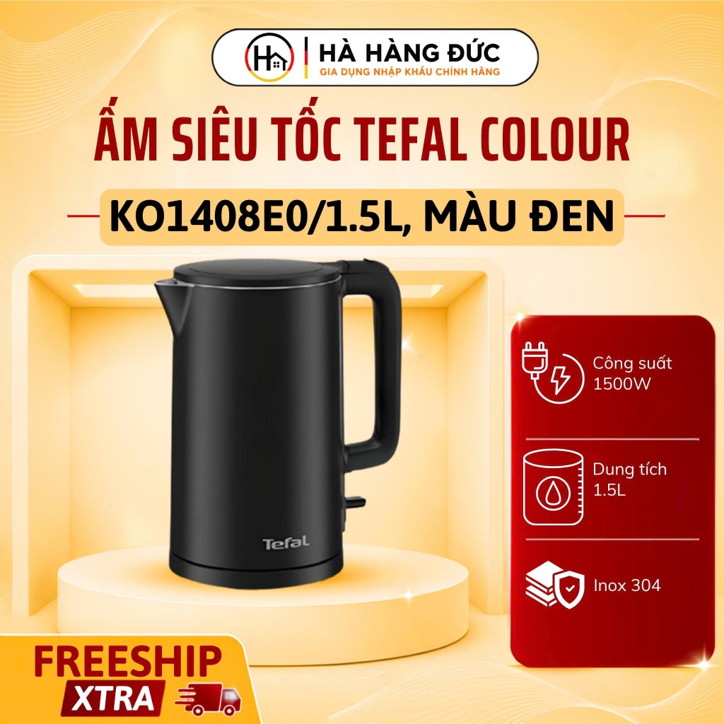 Ấm Siêu Tốc Tefal KO140AE0 1.5L Ruột Inox 304 Cao Cấp Thân 2 Lớp Chống Bỏng - BH 2 Năm