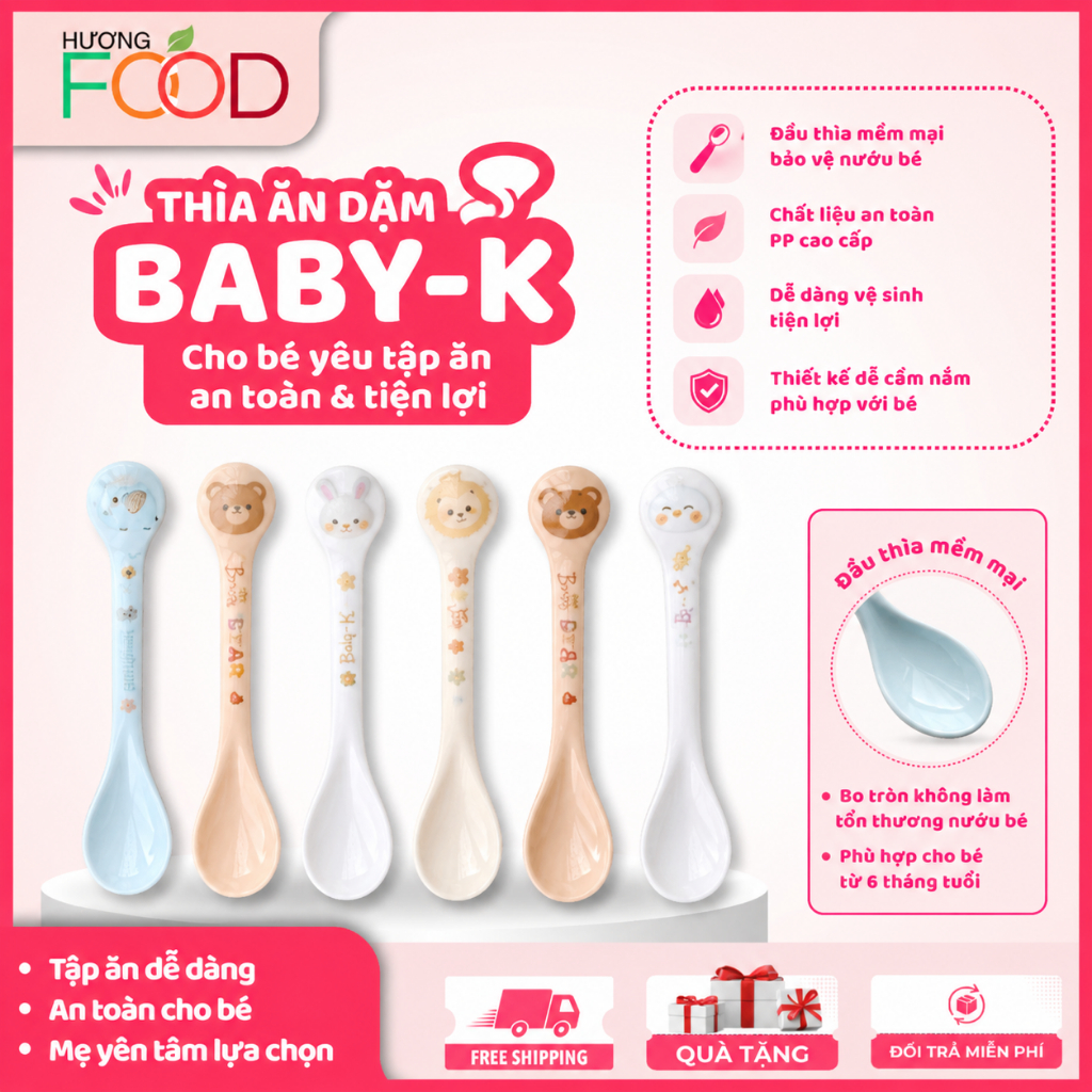 Thìa Ăn Dặm Cho Bé Babe-K Cán To HP2407 | Bánh Ăn Dặm Hương Food