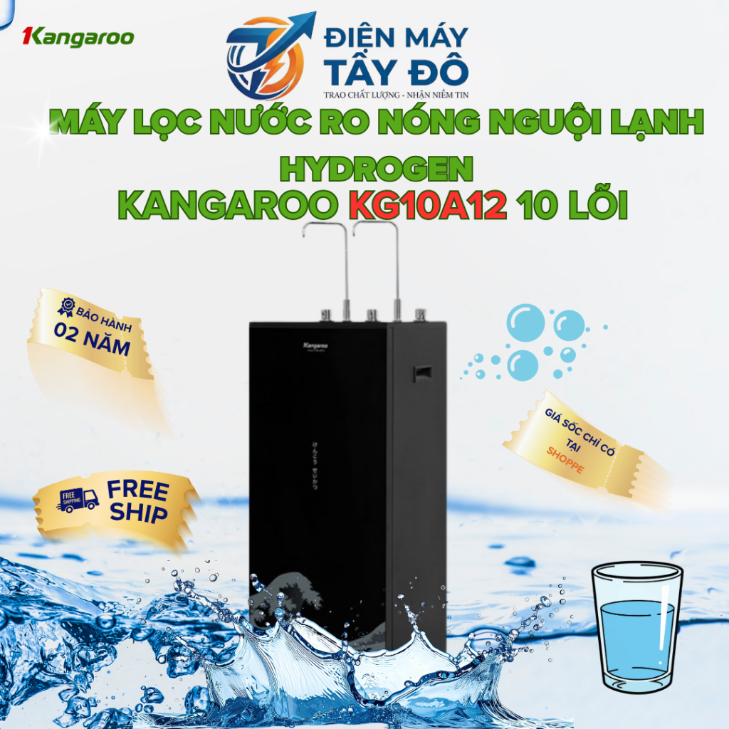 Máy lọc nước RO nóng nguội lạnh Hydrogen Kangaroo KG10A12 10 lõi