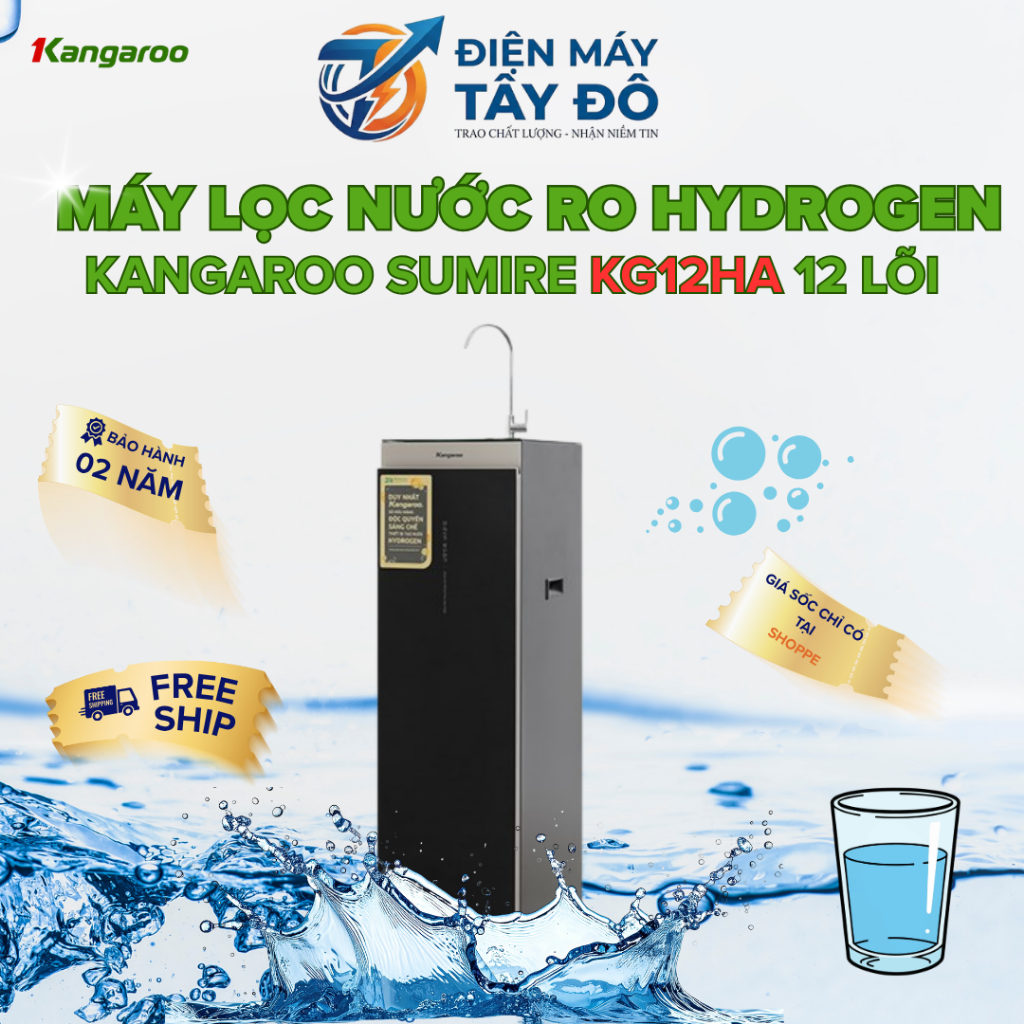 Máy lọc nước RO Hydrogen Kangaroo Sumire KG12HA 12 lõi