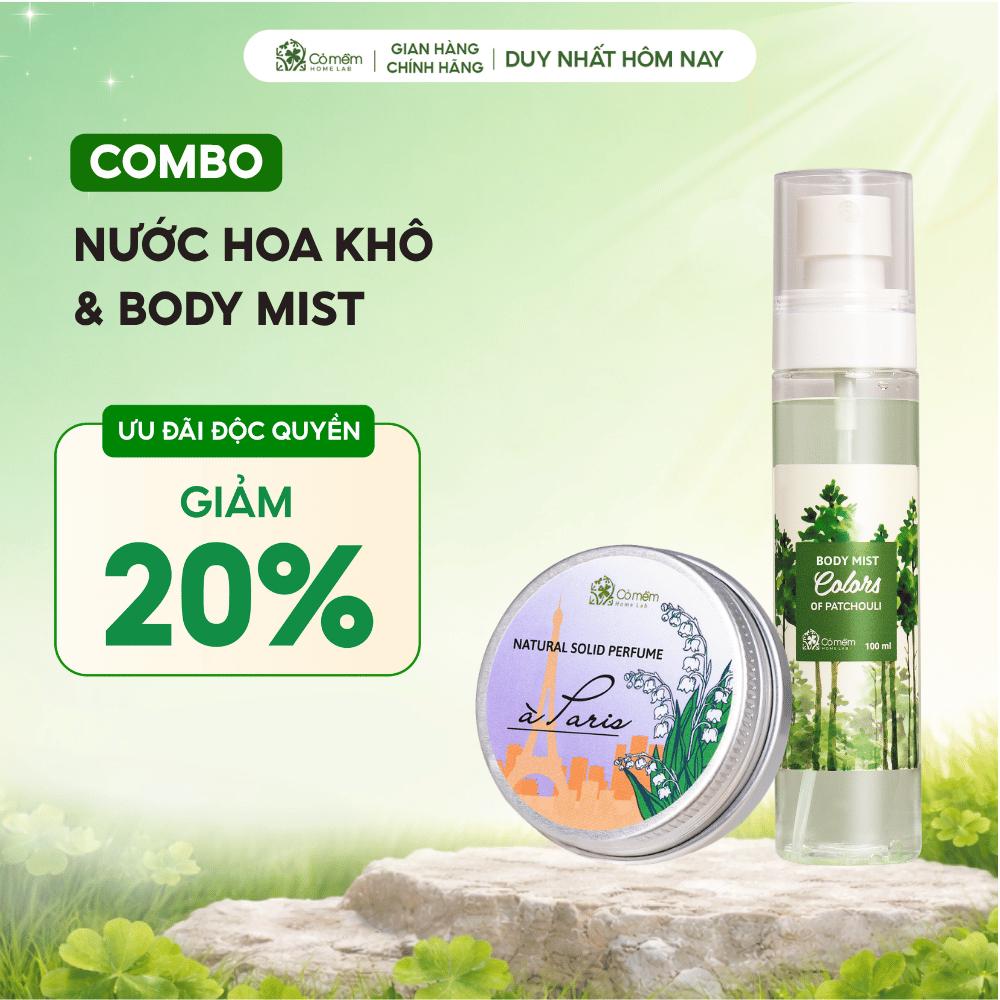 Combo Body Mist và Nước Hoa Khô Cỏ Mềm Dịu Ngọt Thơm Mát