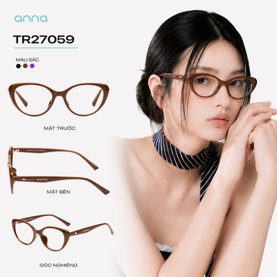 Kính mắt thời trang nữ ANNA chất liệu nhựa dẻo dáng mắt mèo cá tính trendy hiện đại OL 27059