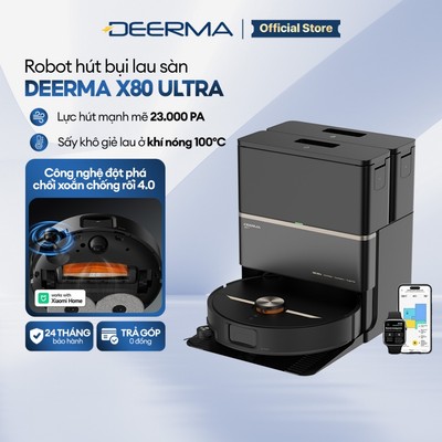 Robot hút bụi lau sàn đa năng Deerma X80 Ultra phiên bản nâng cấp lực hút 23.000Pa tự động sấy khô giẻ lau - BH 24 tháng