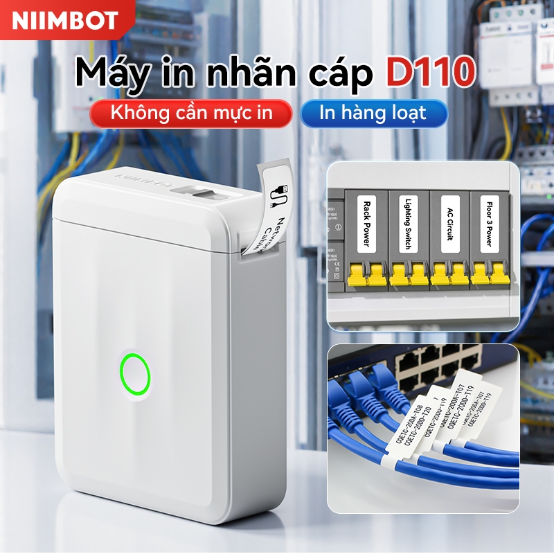 Niimbot D110 Máy in nhãn mini cầm tay dùng để in nhãn cáp máy in nhãn quang học cho phòng thiết bị t