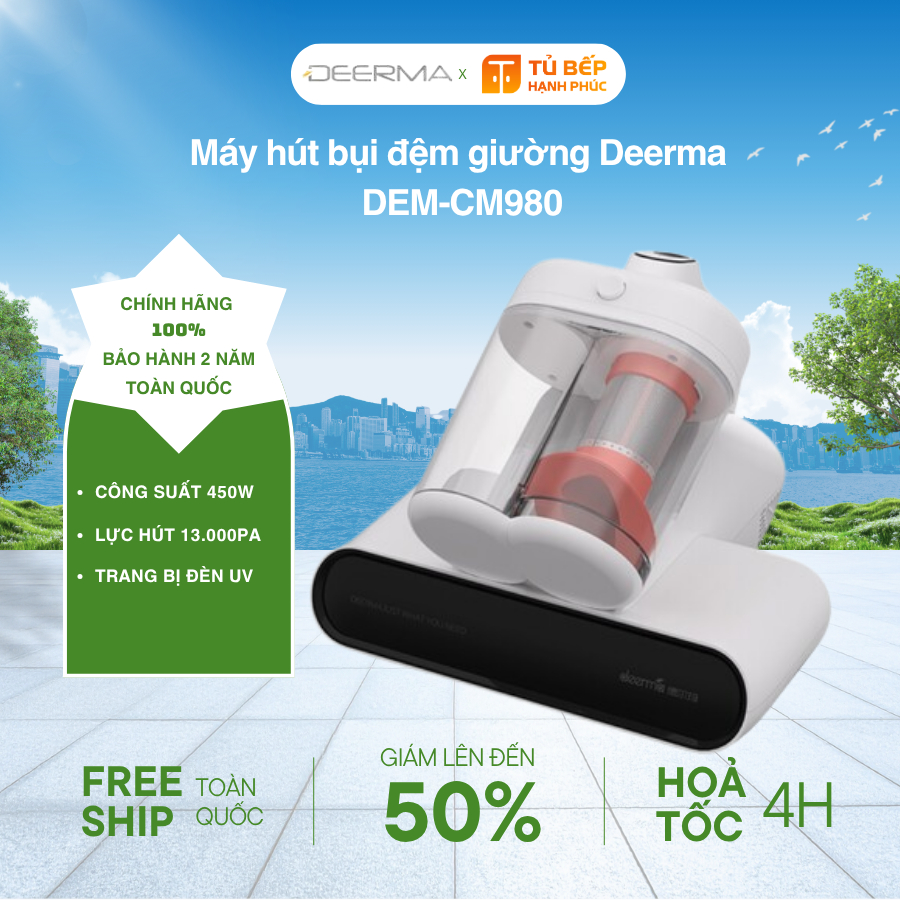 Máy hút bụi đệm giường Deerma DEM-CM980 - EX919 - Bảo hành chính hãng 12 tháng tai trung tâm