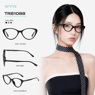 Gọng kính mắt thời trang nữ ANNA dáng mắt mèo cá tính chất liệu nhựa dẻo trendy 81088
