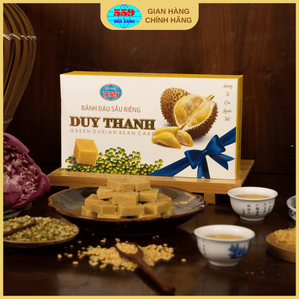 Bánh Đậu Xanh Sầu Riêng DT17 250g Thơm Bùi. Thượng Hạng - Chuẩn Đặc Sản Hải Dương 559 Chính Hiệu