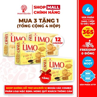 [MUA 3 TẶNG 1] Tổng cộng 4 Hộp Bánh giòn Limo Phạm Nguyên 240g | Bánh cracker | Đồ ăn vặt