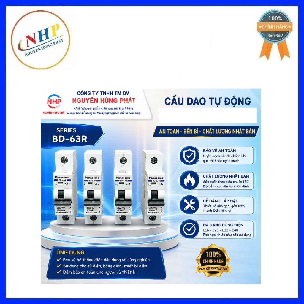 Cầu dao tự động 1pha MCB Panasoni BBD1161CNV/BBD1251CNV/BBD1321CNV