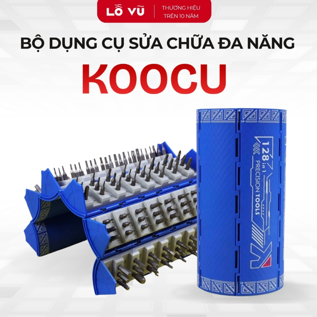 Bộ Dụng Cụ Sửa Chữa Đa Năng 128 Món KOOCU, Thép Cứng Cáp, Chống Gỉ Sét, Độ Bền Cao, Lỗ Vũ 1, LỖ VŨ