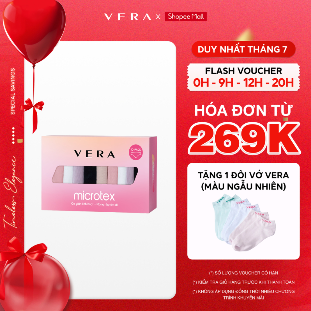 [LIVE] Hộp 10 chiếc quần lót nữ mát mịn, co giãn thoải mái, kháng khuẩn VERA 6323 [Giao màu ngẫu nhiên]