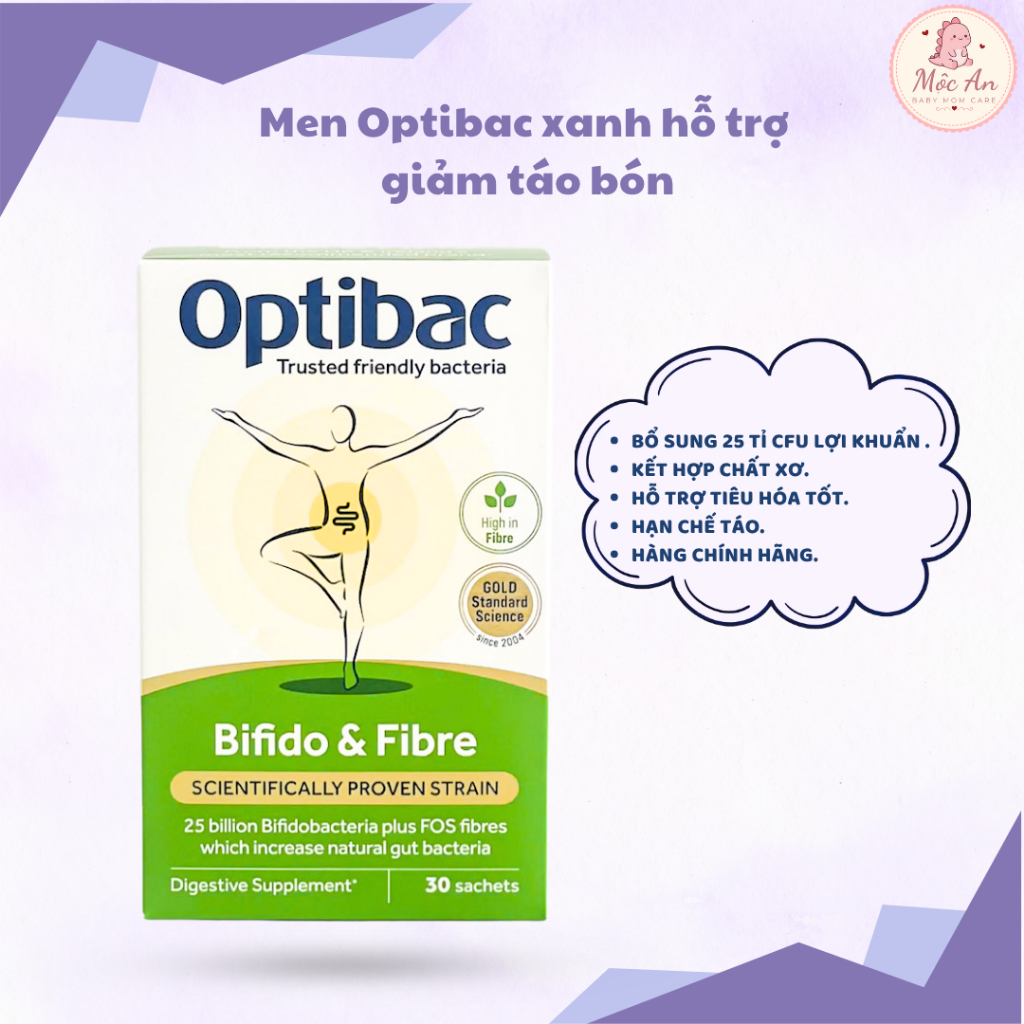 Men Optibac xanh lá hỗ trợ táo bón cho bé từ 1 tuổi 30 gói (𝐍𝐡𝐚̣̂𝐩 𝐤𝐡𝐚̂̉𝐮)