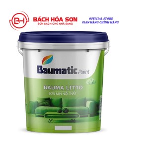18L Sơn Mịn Nội Thất BAUMA LITTO Sơn Kinh Tế Giá Rẻ Độ Phủ Cao Dễ Thi Công Chính Hãng (khách tỉnh ib)