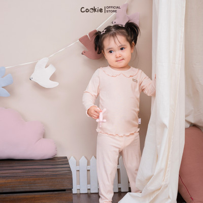 Bộ Thun Dài Tay Bé Gái COOKIE Bộ Bèo Cổ Sen Dài Tay Cho Bé Gái Cotton Tăm Lạnh Size Từ 6 Tháng Đến 5 Tuổi 2026