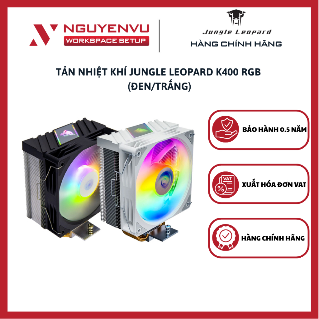 Tản nhiệt khí Jungle Leopard K400 RGB - Chân cắm 4 Pin - Tản nhiệt CPU - Hàng Chính Hãng