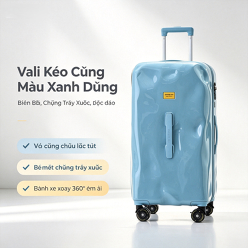 Vali 28 inch có khóa TSA, bề mặt nhẵn, thiết kế thể thao, bánh xe êm ái và dung tích lớn.