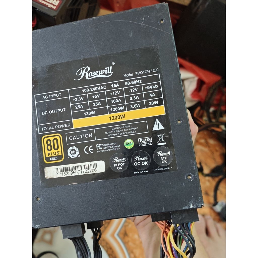 Rosewill Nguồn Phôton 1200W 80 Plus Gold - Model PHOTON 1200 - Công Suất 1200W - Hiệu Suất Cao - Chứ