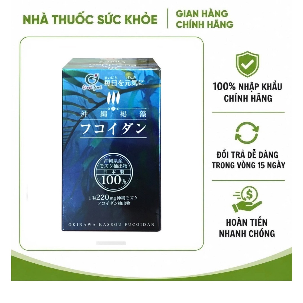 (Hàng nhập khẩu) Tảo nâu Fucoidan Mozuku Genki Fami Nhật Bản 150 viên