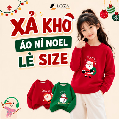[XẢ KHO] Áo sweater cho bé NOEL GIÁNG SINH mẫu lẻ size - Áo nỉ trẻ em cổ tròn size từ 18-42kg XAIN003