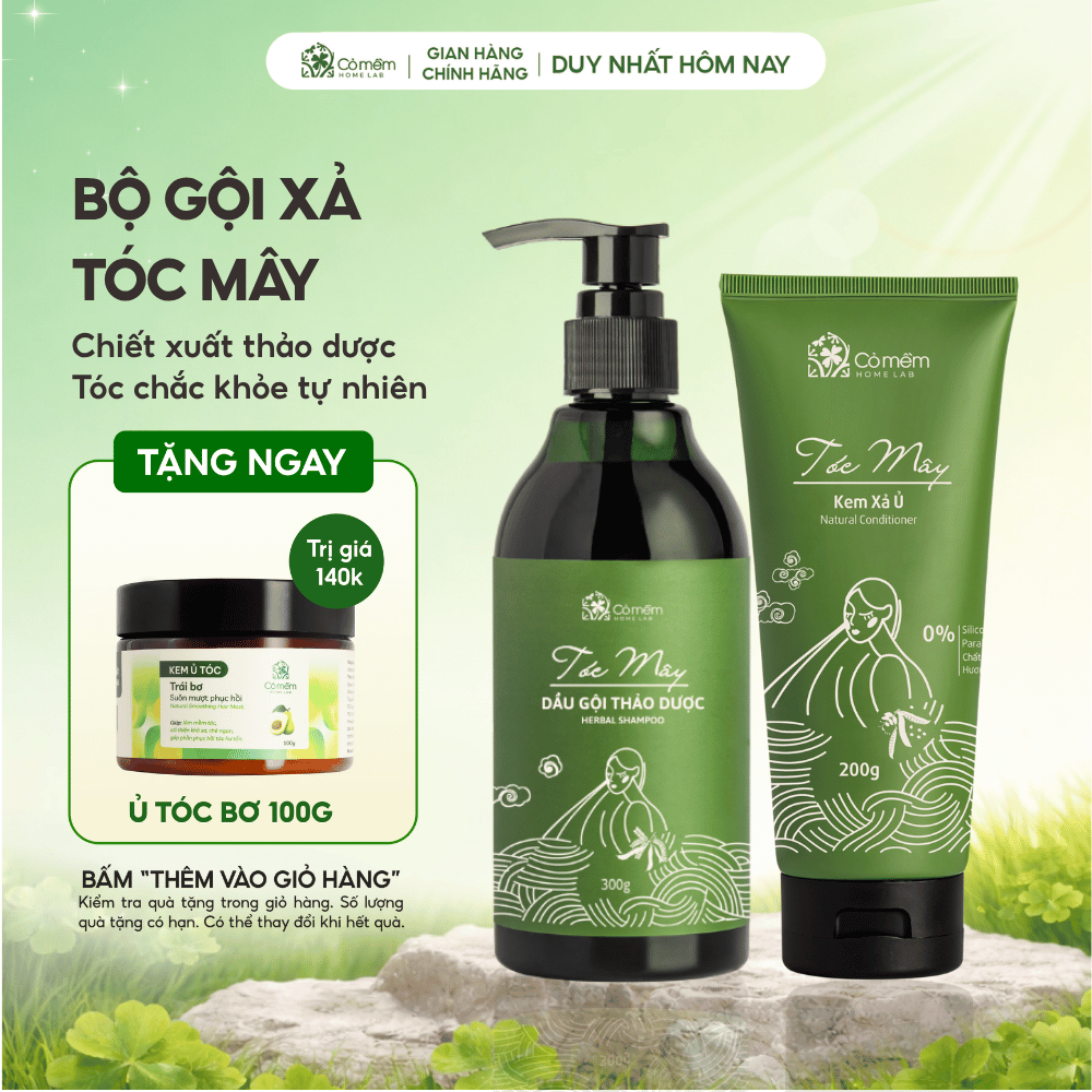 Bộ Gội Xả Tóc Mây Chiết Xuất Bồ Kết Cỏ Mềm