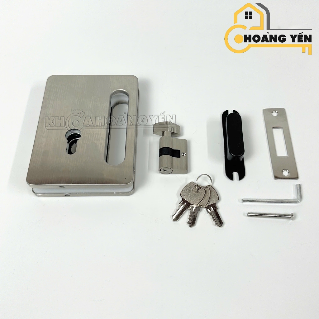 Khóa tay nắm âm cửa kính lùa 1 cánh, 2 cánh, khóa móc cửa kính lùa Vuông VPP Khóa cửa kính lùa