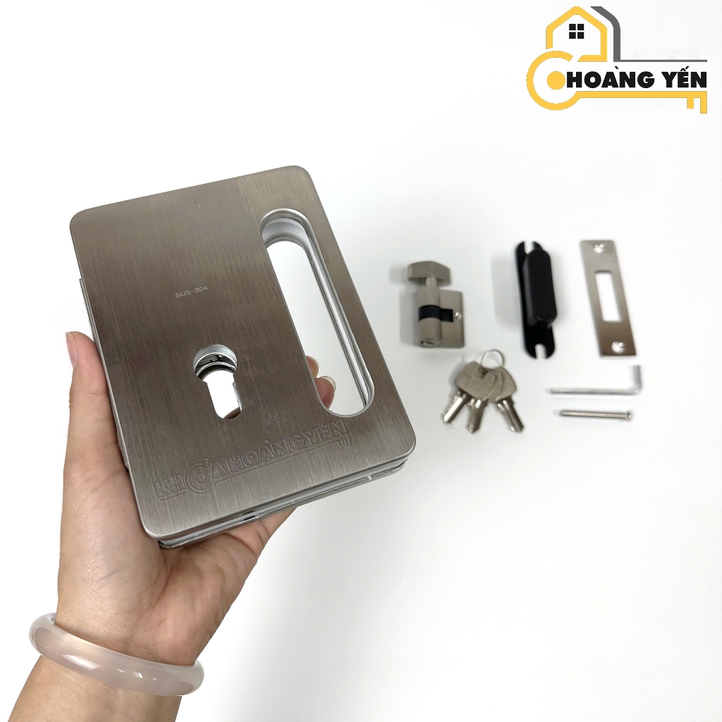 Khóa tay nắm âm cửa kính lùa 1 cánh,  2 cánh, Khóa cửa lùa VPP, khóa móc cửa kính lùa Vuông