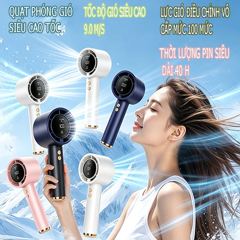 Quạt M2 5000mAh di động có thể sạc gió mạnh 100 tốc độ turbo phản lực màn hình hiển thị pin