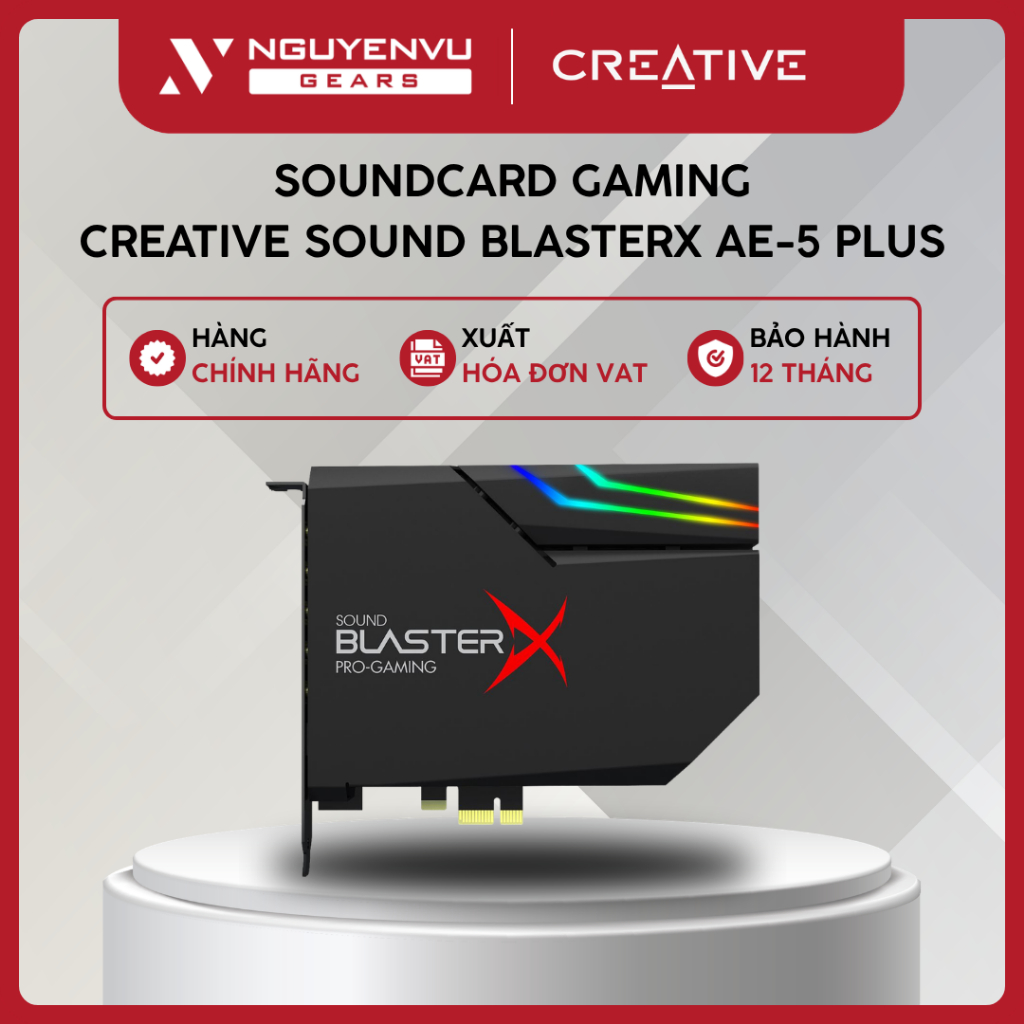 [Full VAT] Soundcard gaming CREATIVE Sound BlasterX AE-5 Plus - PCIe/ 122dB/ LED - BH 12 THÁNG