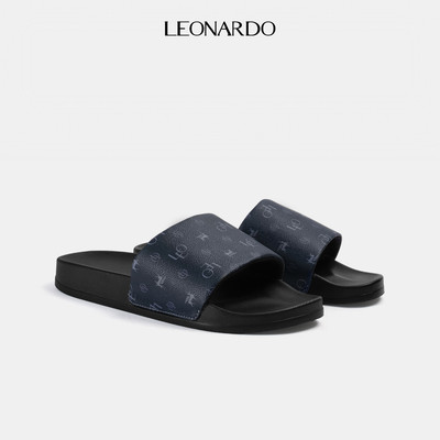 Dép Monogram Neo Slide Chất Liệu Da Microfiber Cao Cấp Thương Hiệu LEONARDO