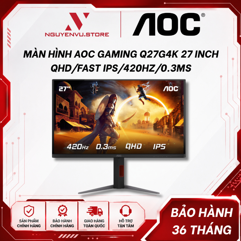 Màn Hình AOC Gaming Q27G4K 27 inch ( QHD/Fast IPS/420Hz/0.3ms) - Hàng Chính Hãng