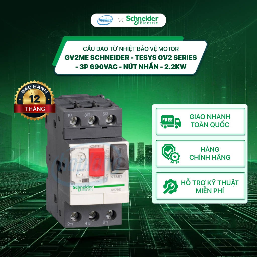 [Full] Cầu dao từ nhiệt bảo vệ motor Schneider - Tesys GV2 - 3P 690VAC - Nút nhấn - GV2ME04 GV2ME32