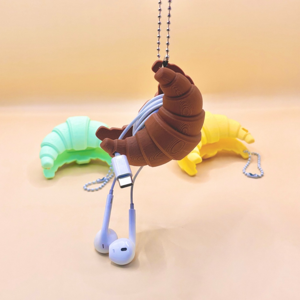 Cuộn dây tai nghe/ earpod rút gọn hình bánh Croissant - Có dây treo