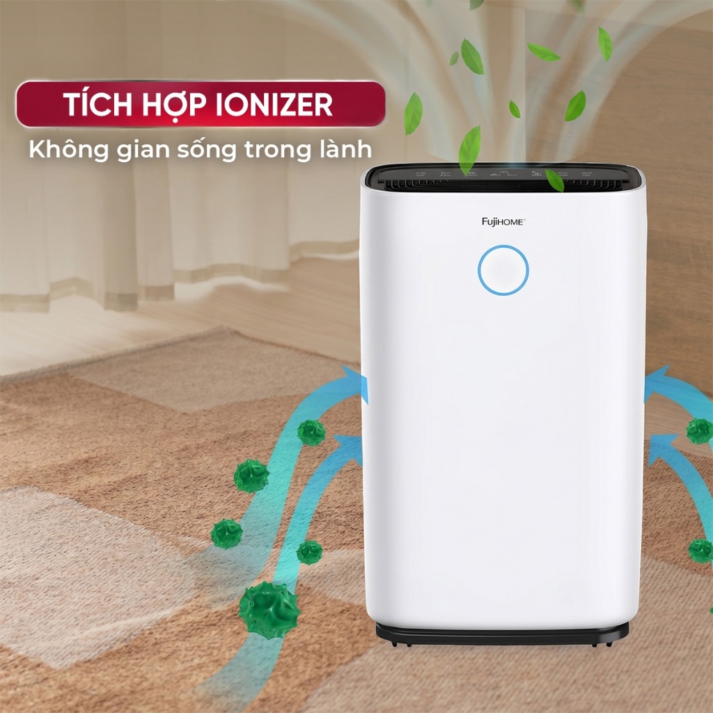 Máy hút ẩm lọc không khí FUJIHOME DH25W-HEPA công nghệ block 25l/ ngày, kết nối wifi, lọc bụi mịn