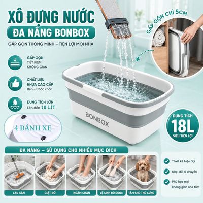 Xô nước gấp gọn - xô đa năng vệ sinh nhà cửa Bonbox xô giặt lau nhà lau rửa xe ô tô xe máy