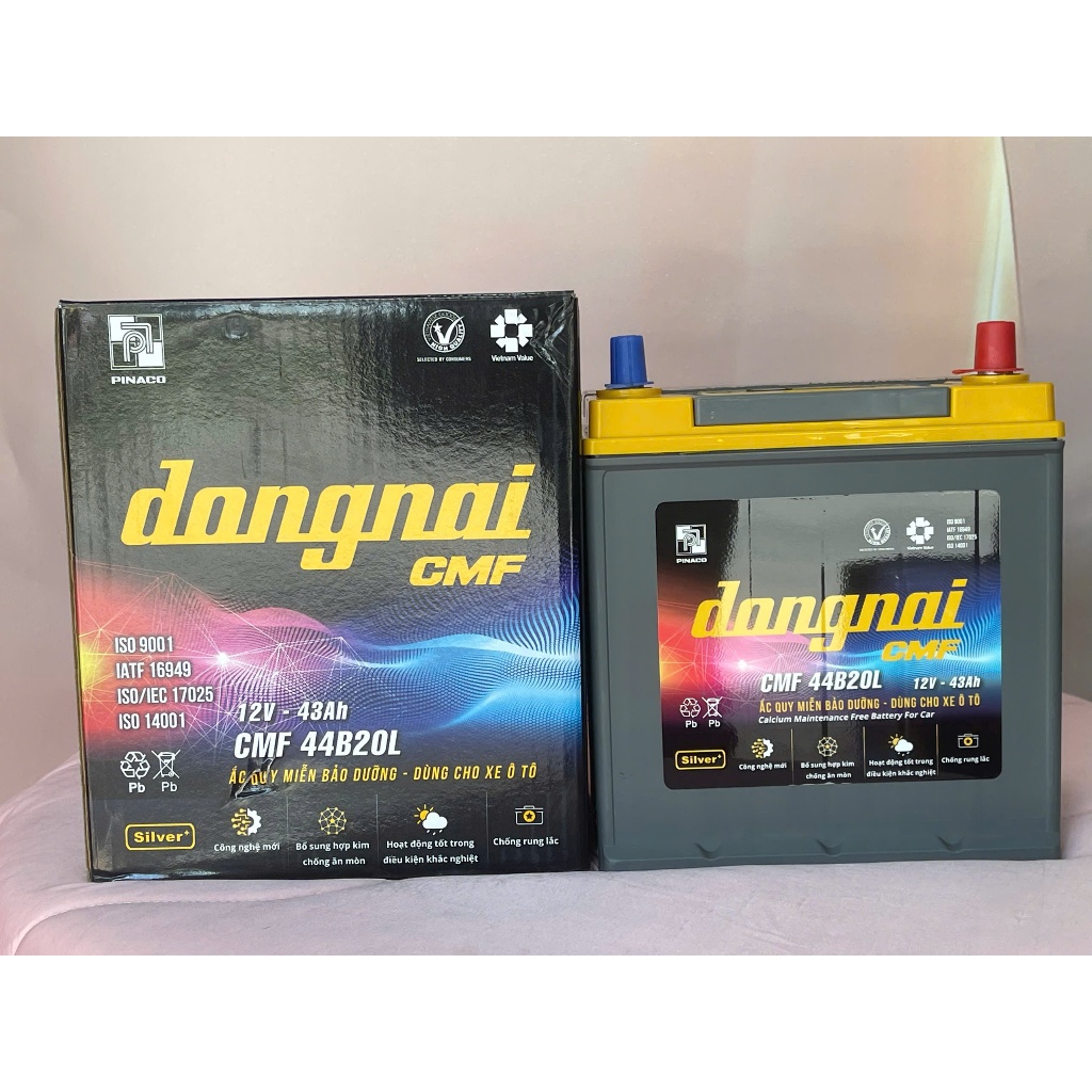 Ắc Quy Đồng Nai CMF 44B20L 12V 43Ah Khô Miễn Bảo Dưỡng Chính Hãng PINACO