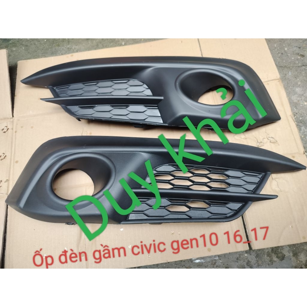 Ốp đèn gầm honda civic gen10 16_17, civic 18_19_20, mí đèn cản trước