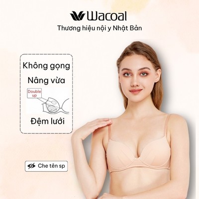 Áo lót Wacoal VWB1443 không gọng (có size lớn) nâng đẩy vừa double up, mút đúc Bragenic - WB1443